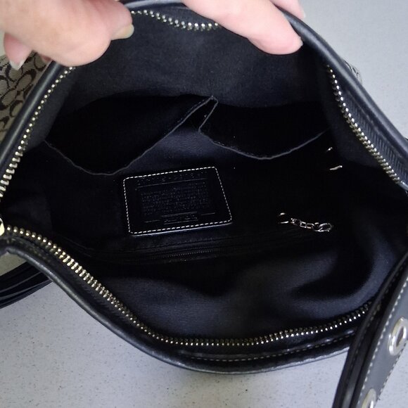 Coach F10417 Signature C Jacquard & Leather Trim Crossbody/Shoulder Bag - Picture 12 of 16